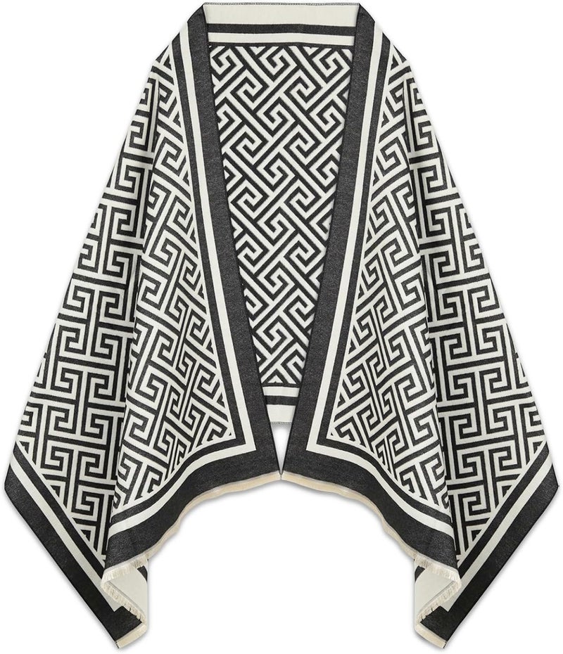 EXTREE Scarfs for Women Pashmina Silky Shawl Wrap for Evening Dressing Blanket Open Front Poncho Cape - Image 1